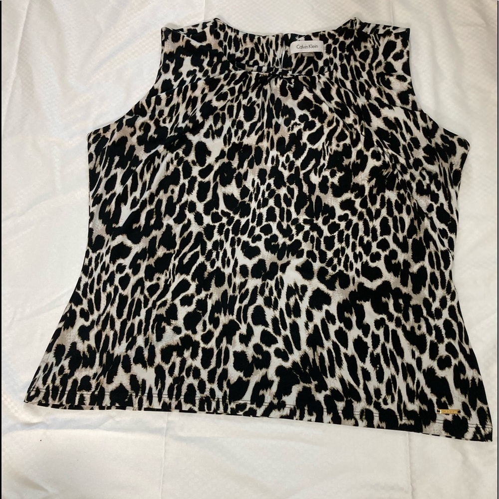 Calvin Klein lepord print sleeveless blouse